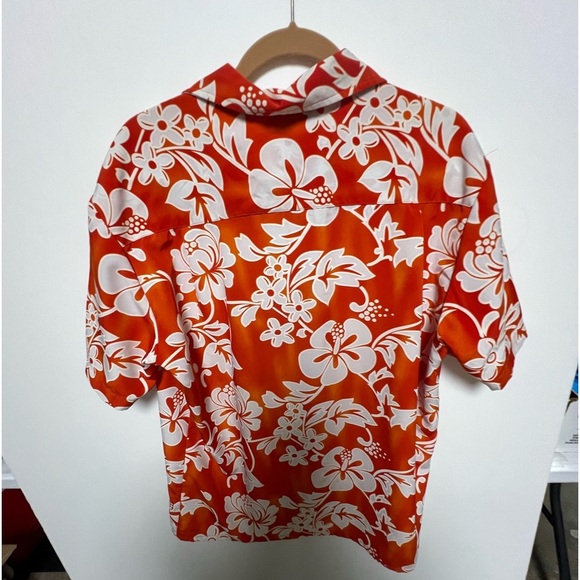 KENNINGTON LTD HAWAIIAN ORANGE AND WHITE PRINT SHIRT. SIZE L. - Picture 3 of 7